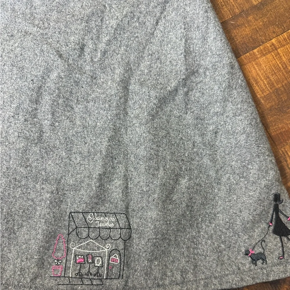 Vintage Gymboree Sz‎ 3 City Sidewalk Gray Wool Dress & Embroidered White Blouse